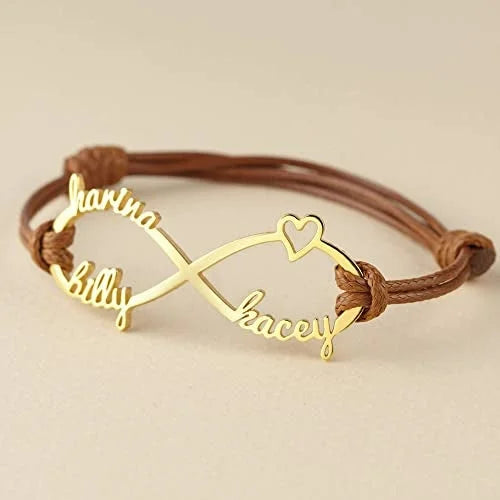 Bracelet Maman Avec Noms D'Enfants, Bracelet Infini Avec Noms, Bijou Pour Maman